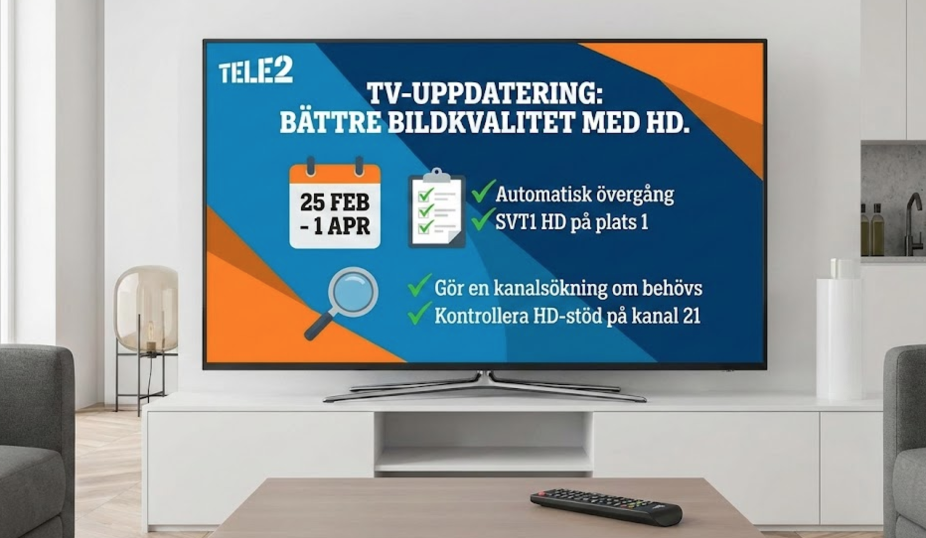 Förändringar i TV-utbudet Övergång till HD via Tele2