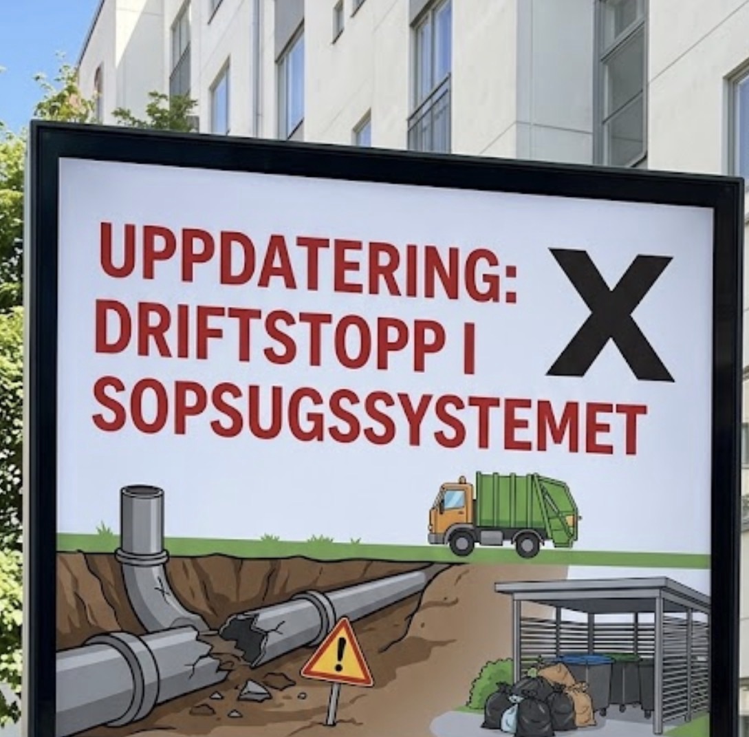 Uppdatering: Driftstopp i sopsugssystemet
